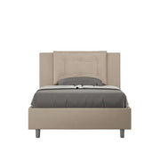 BS COM Letto una piazza e mezza senza rete imbottito 120x210 similpelle tortora