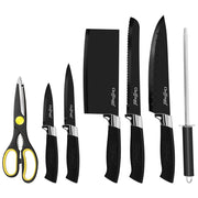Set coltelli 7 pezzi leggeri e anticorrosione con supporto Nero / Argento Cheffinger