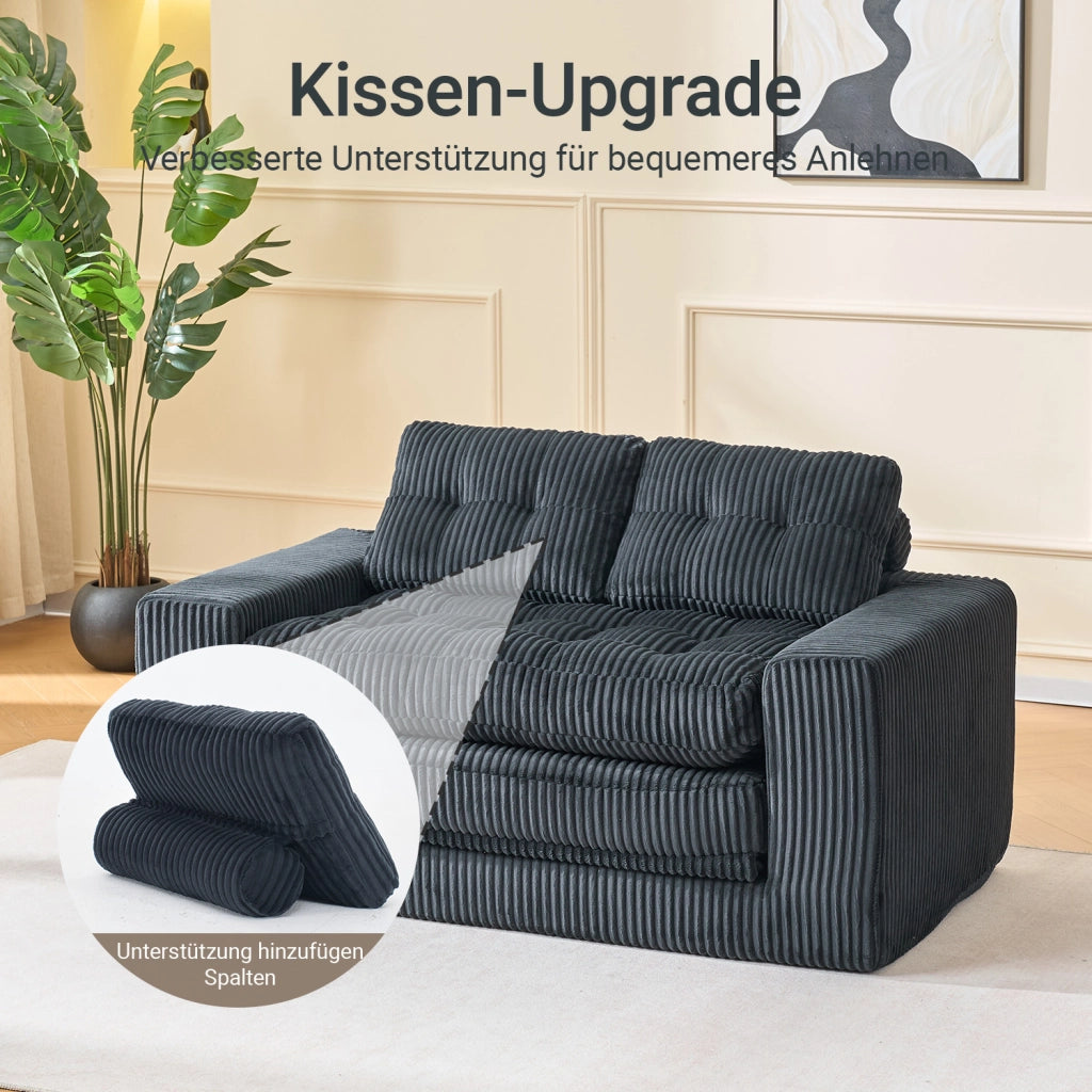 Divano Letto 2 Posti con Memory Foam ¨C Xylo ¨C Tessuto a Coste, Compatto