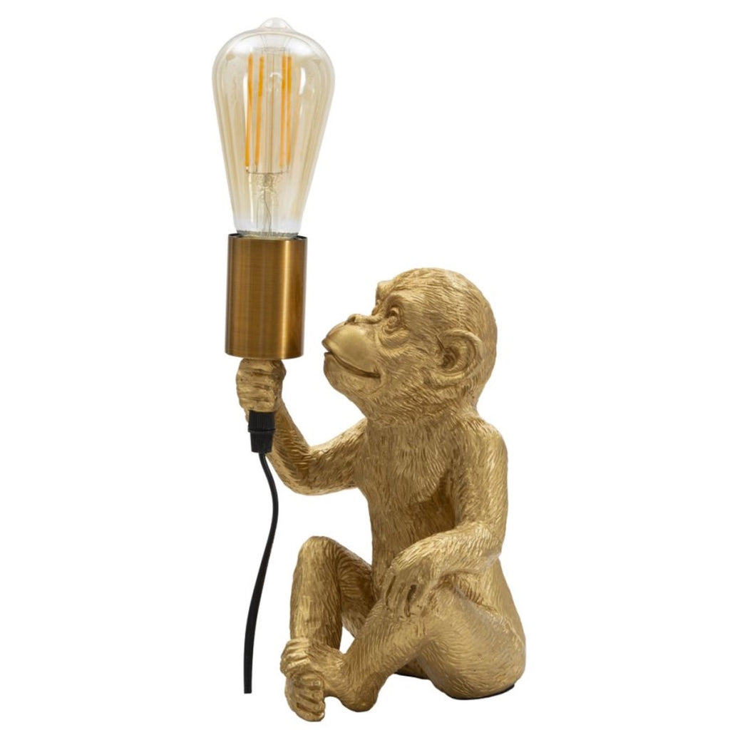 Lampada da tavolo Monkey in resina dorata