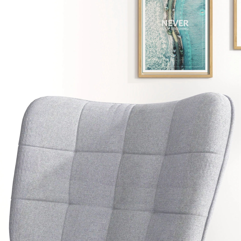 Poltrona Dondolo con Poggiapiedi e Braccioli ¨C Minimal ¨C Grigio Chiaro