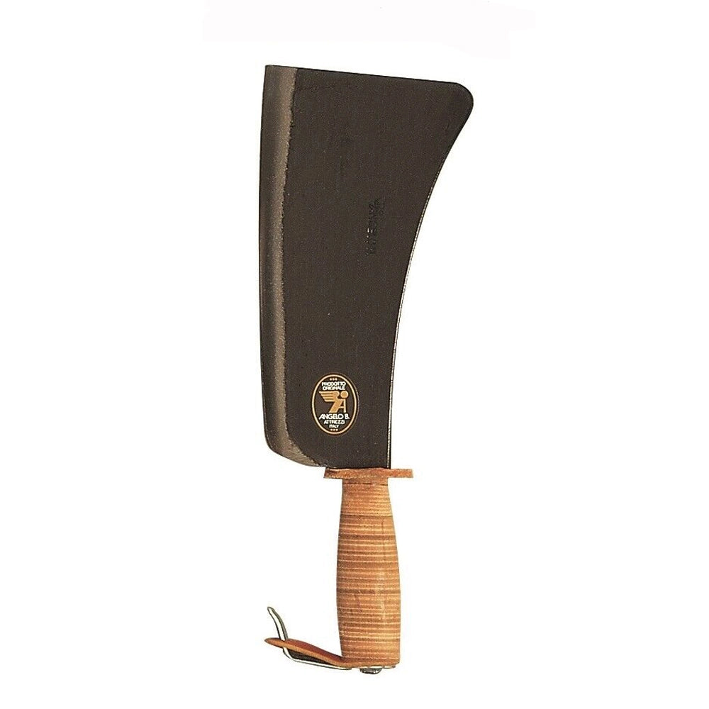 MANNAIA MANARESSO PIEMONTE LAMA 24cm MANICO CUOIO ACCIAIO FORGIATO ANGELO B. 09.01.00