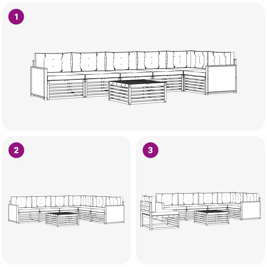 Set di divani da esterno con cuscino 7 pcs Naturale e Antracite 3383440