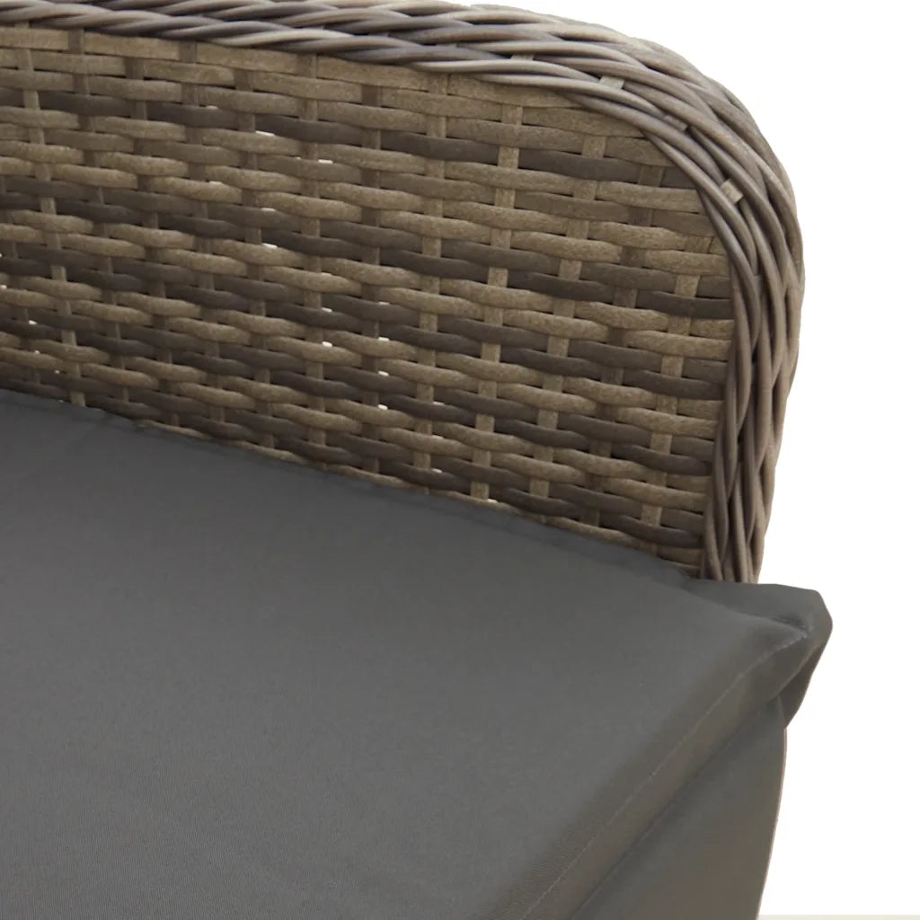 Set Bistrò da Giardino 3 pz con Cuscini in Polyrattan Grigio
