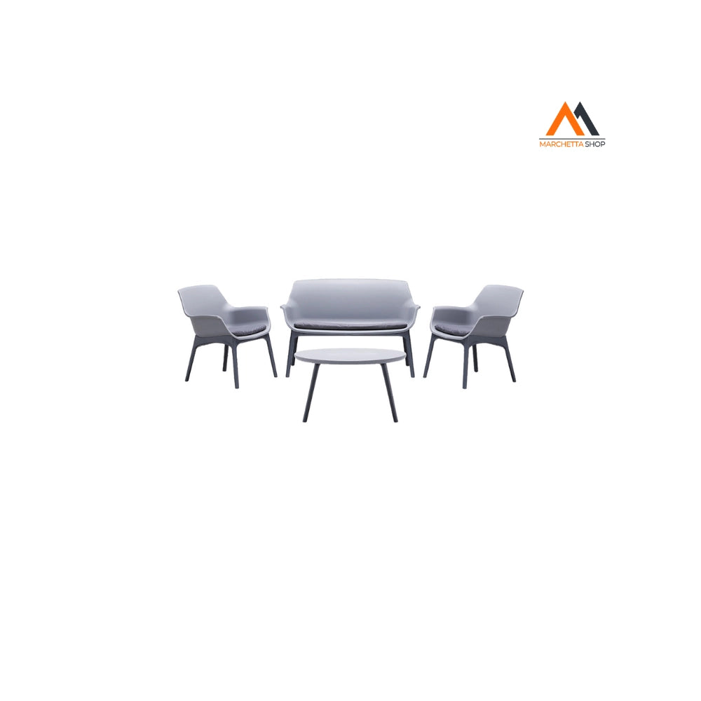 SET DA GIARDINO POLIPROPILENE 'LUXOR' grigio/antracite