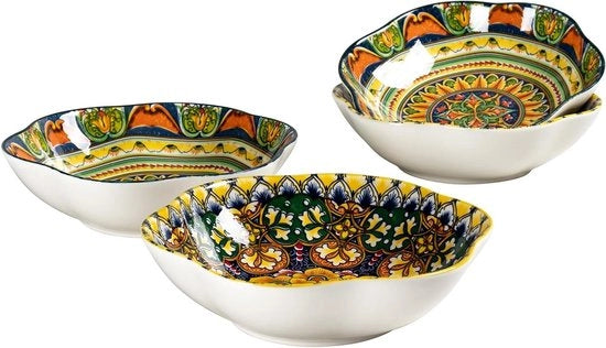 Set di piatti ceramici da dessert da 4 pezzi per Muesli, Insalata, Zuppa, Cornflakes