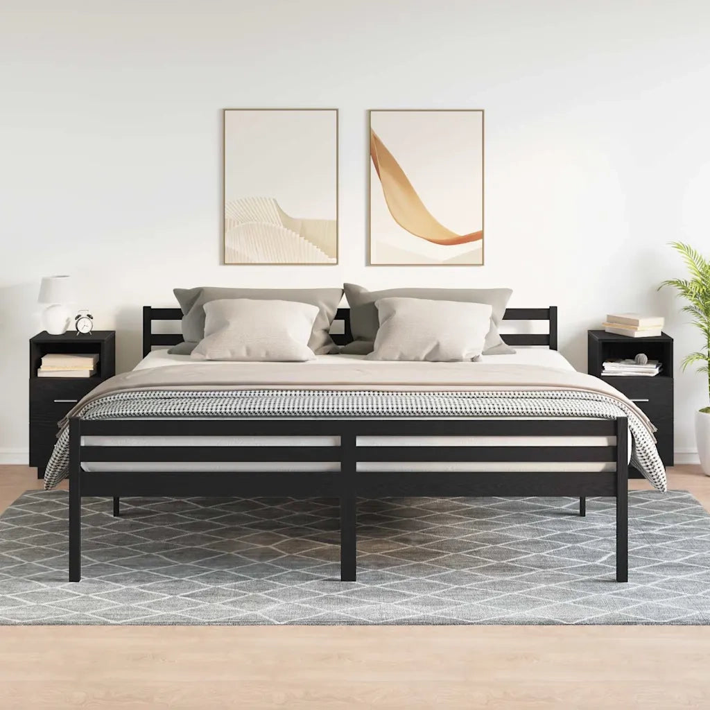 Comodini 2 pz con 2 Cassetti Neri 36x36x68 cm