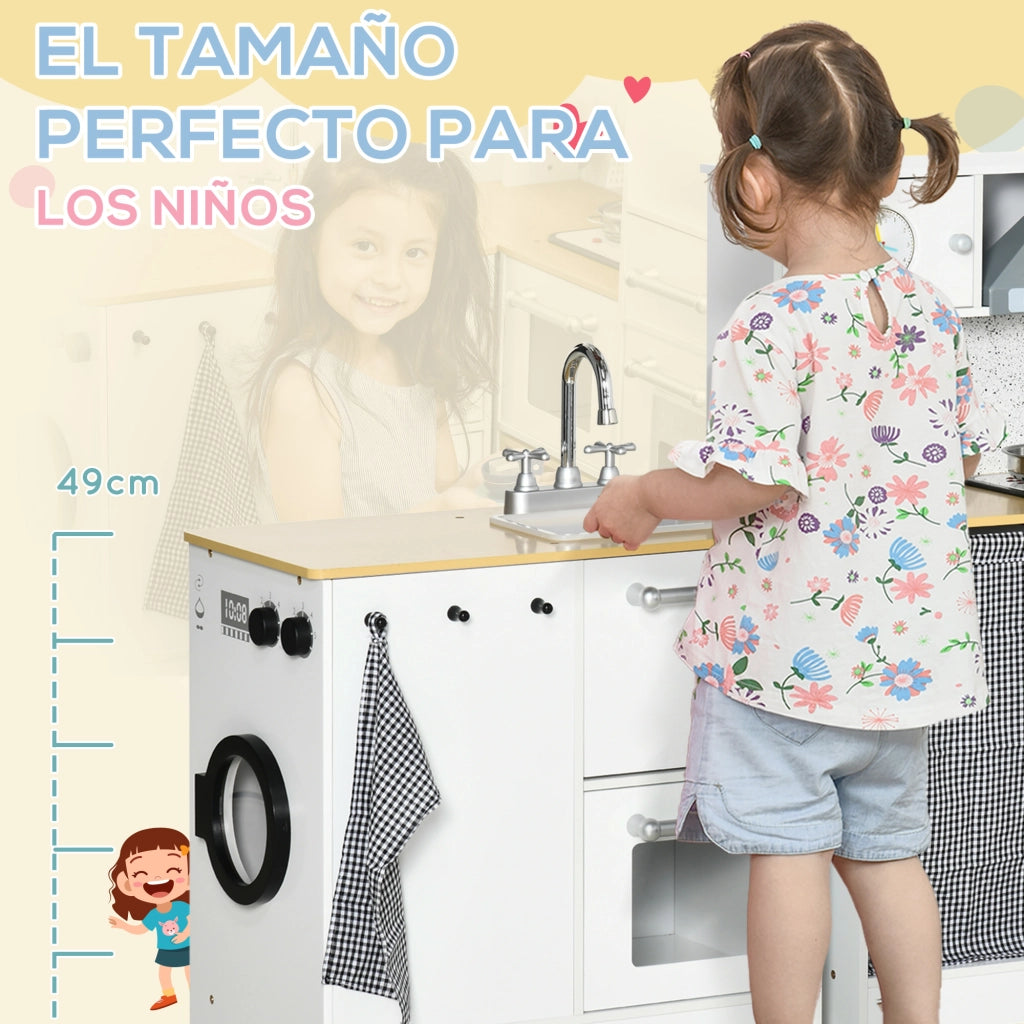 Cucina Giocattolo in Legno per Bambini ¨C Minimal ¨C Bianco con Luci e Suoni