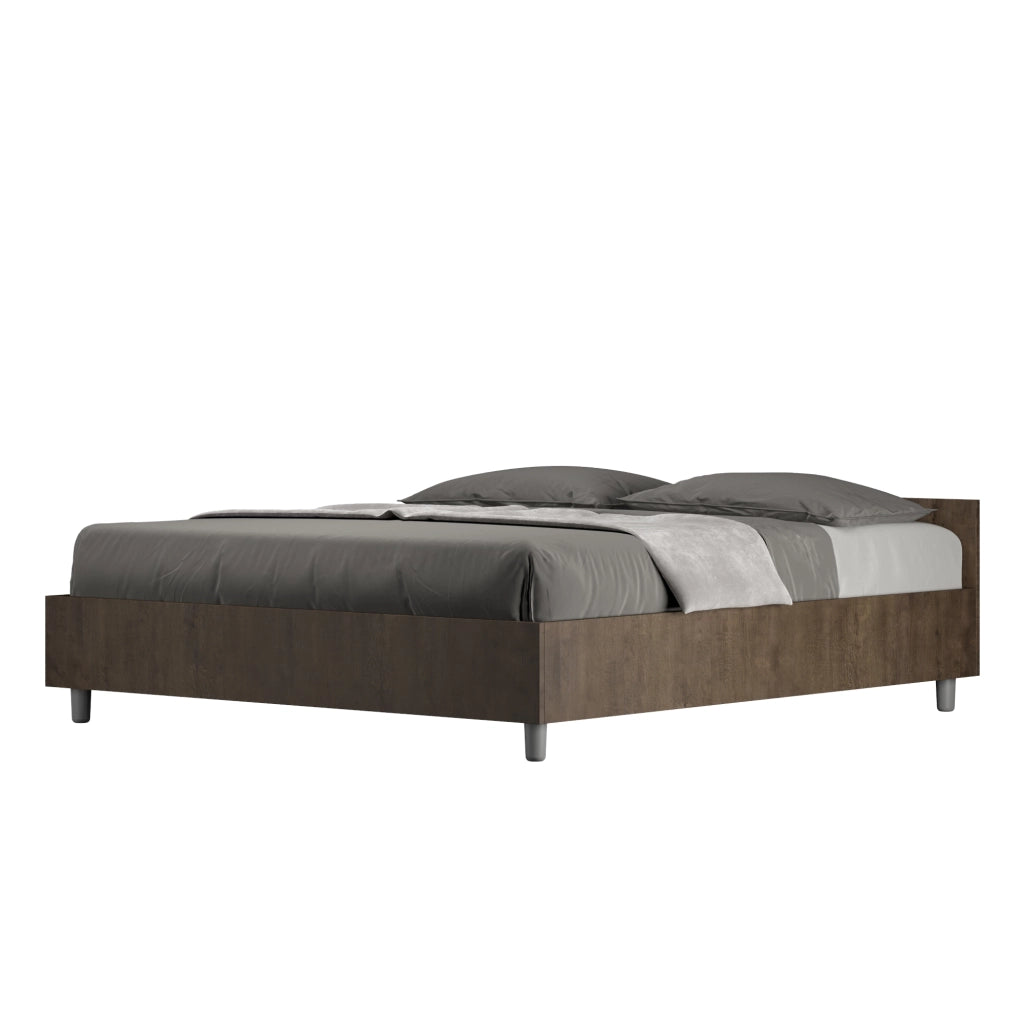 BS COM Letto matrimoniale contenitore doppia alzata 160x190 noce