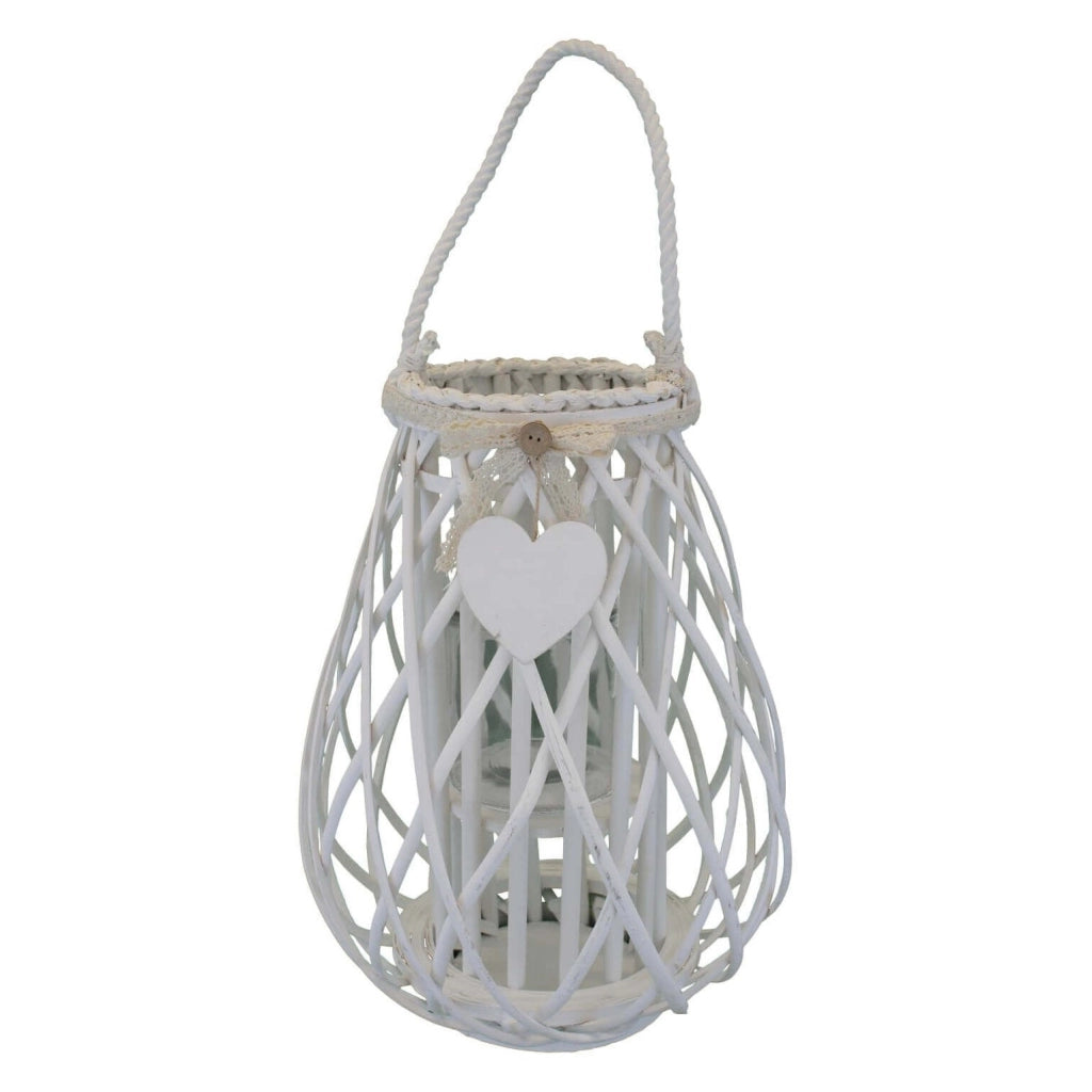 Lanterna in Vimini Rotonda in Vimini Vetro cm 33x33x46 - TREV