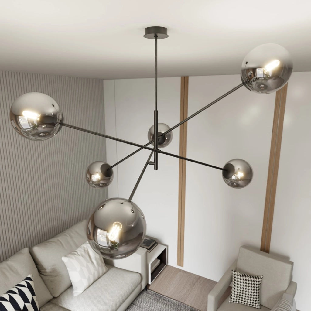 Lampadario Emibig Linear 6xE14 nero/cromo 102cm dimmerabile