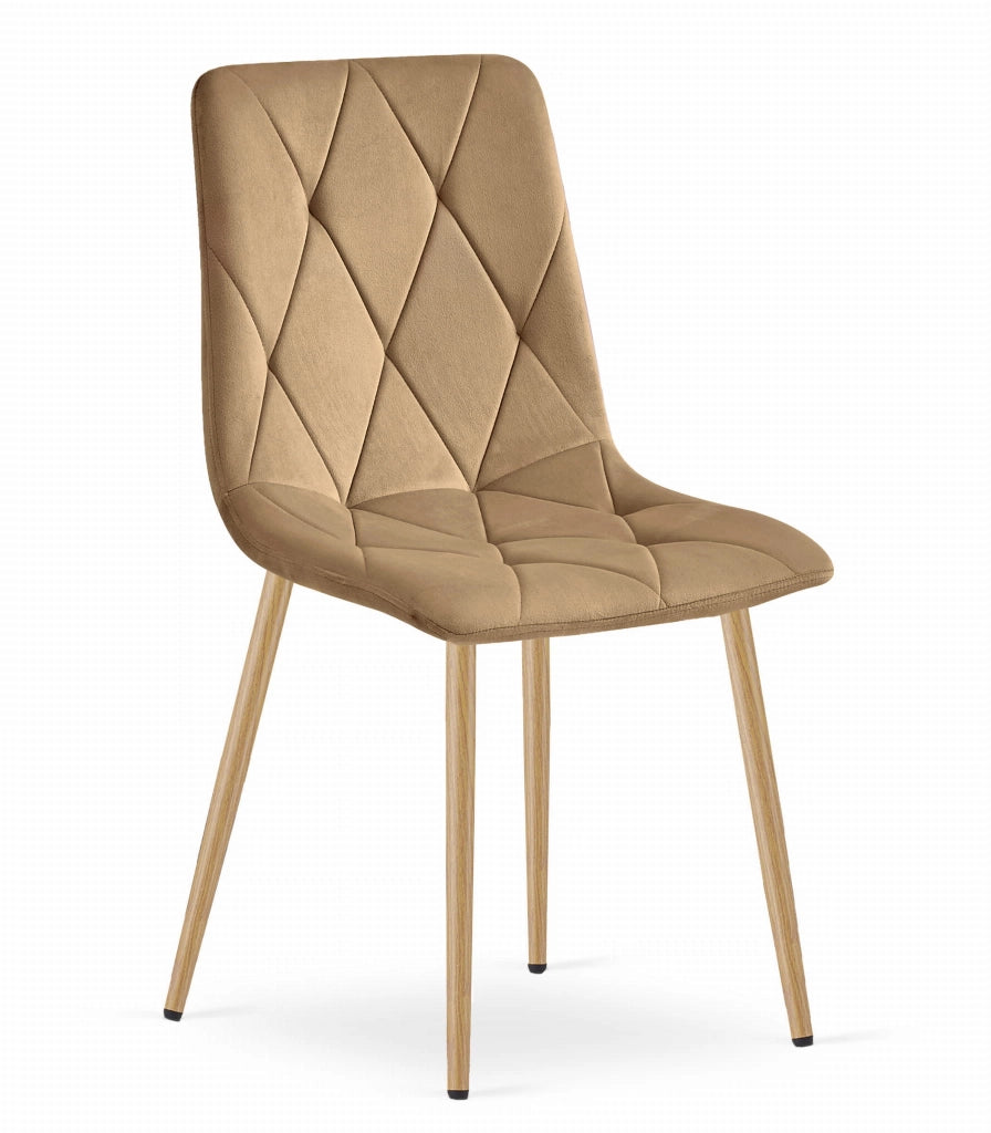 Sedia VALORA TYRA - Moderna in velluto marrone con gambe color legno