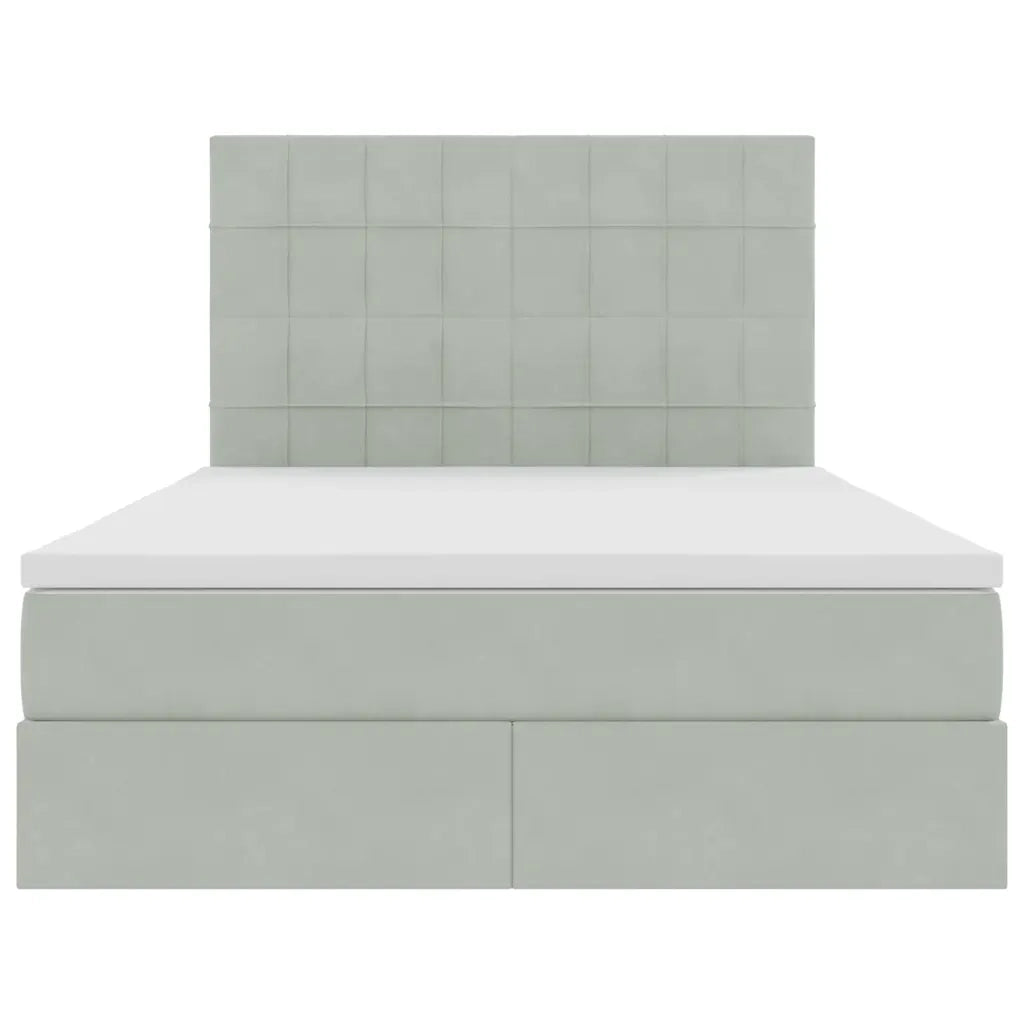 Letto con contenitore e LED Grigio chiaro 140 x 200 cm Velluto 3372669