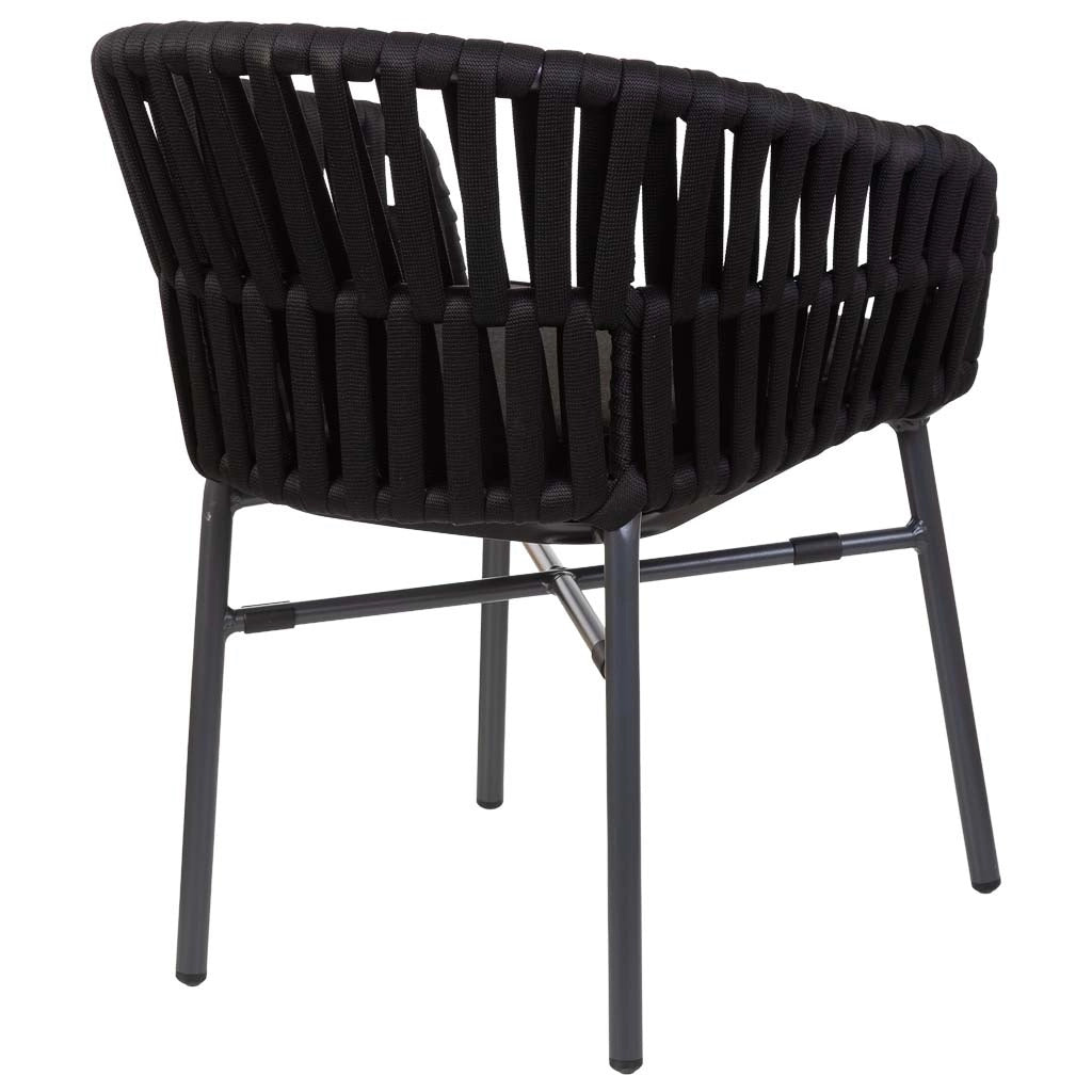 Sedia in alluminio con corda nero 58x61x77