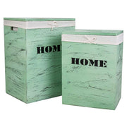 Set di 2 cesti portabiancheria in legno verde