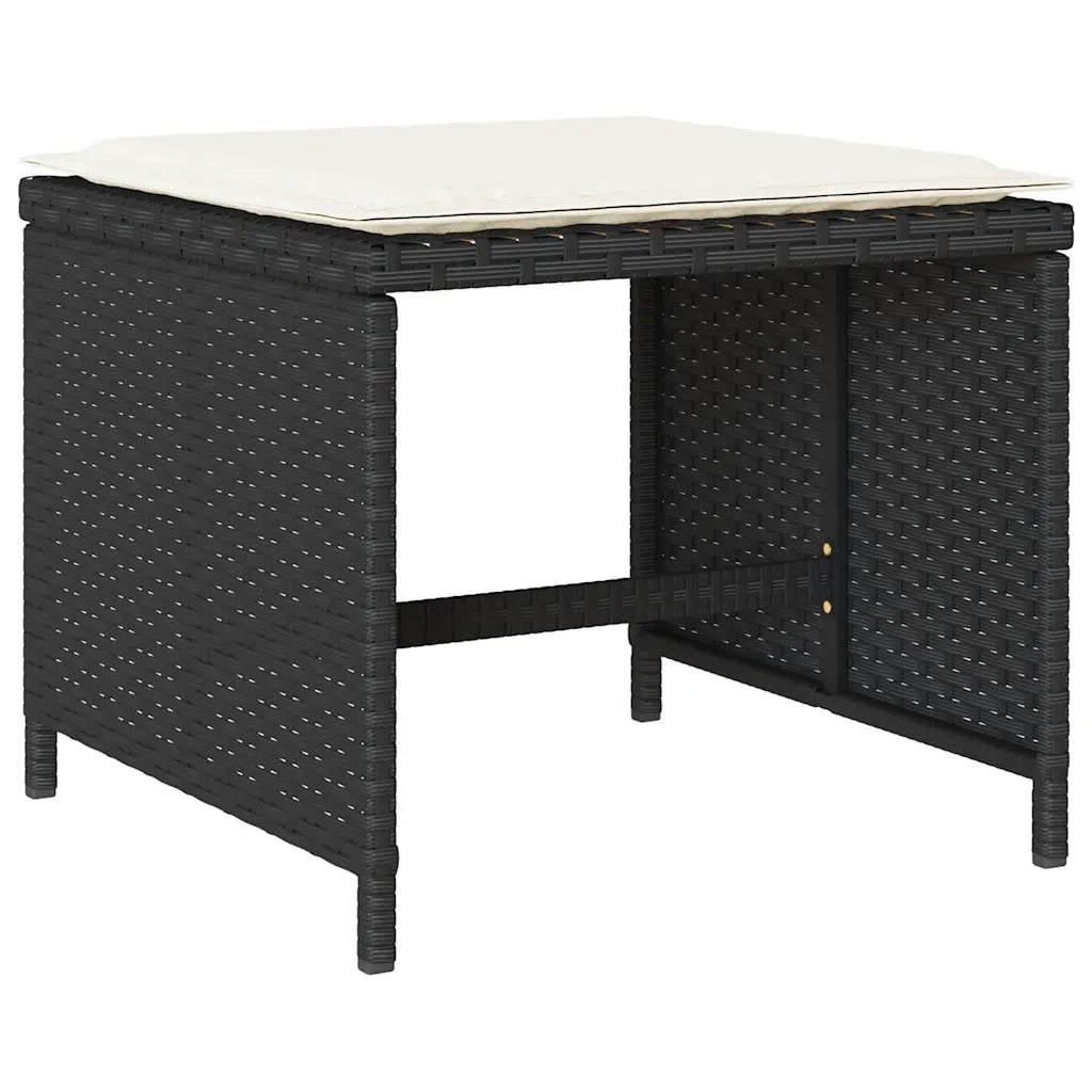 Set da Pranzo da Giardino 17 pz con Cuscini Nero in Polyrattan 3278138