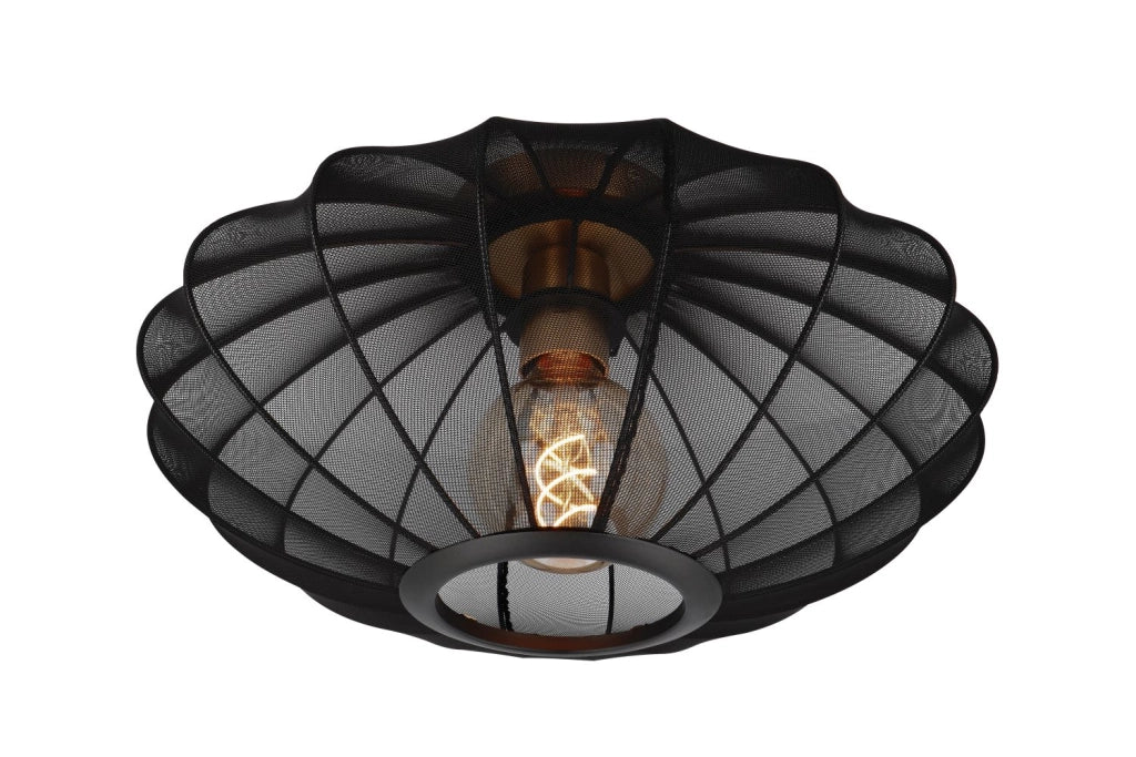 Plafoniera ovale in tessuto nera oro E27 40W Lucide