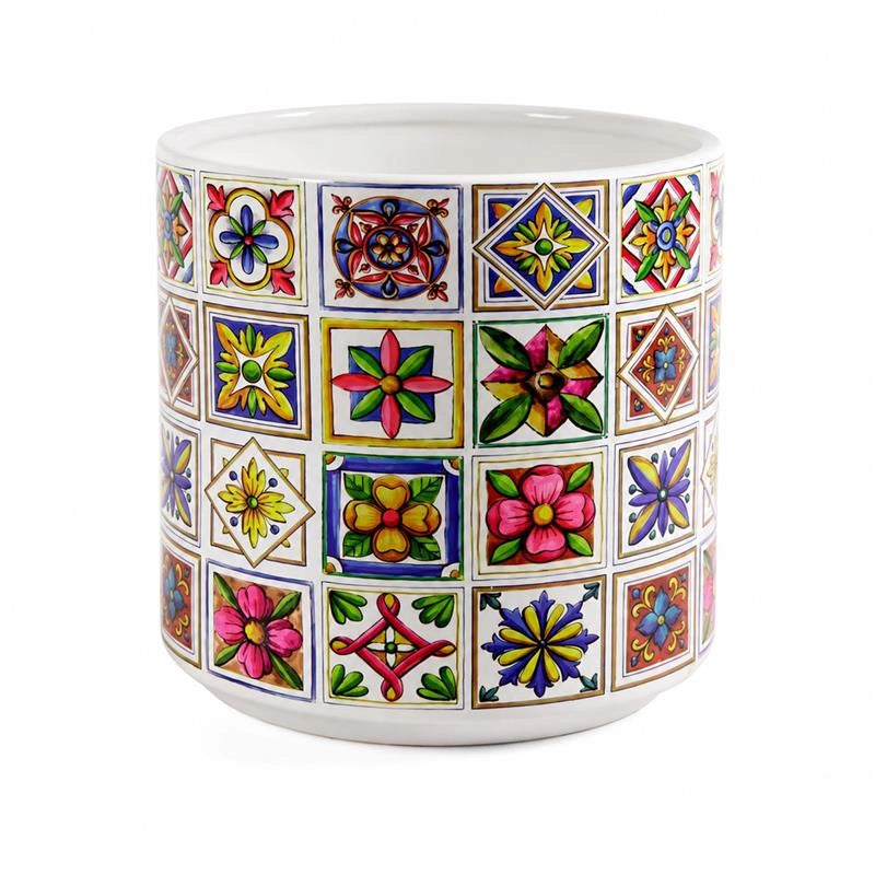 VASO IN CERAMICA CON RIQUADRI DIMENSIONI 15X15H CM
