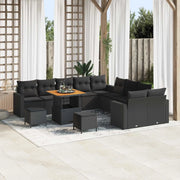 Set Divano da Giardino con cuscino 17 pcs Nero polyrattan 3363619