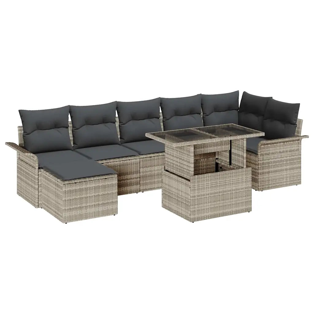 Set Divano da Giardino 8 pcs Grigio chiaro Poly Rattan 3348328
