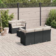 Set Divano da Giardino 6 pz con Cuscini Nero in Polyrattan