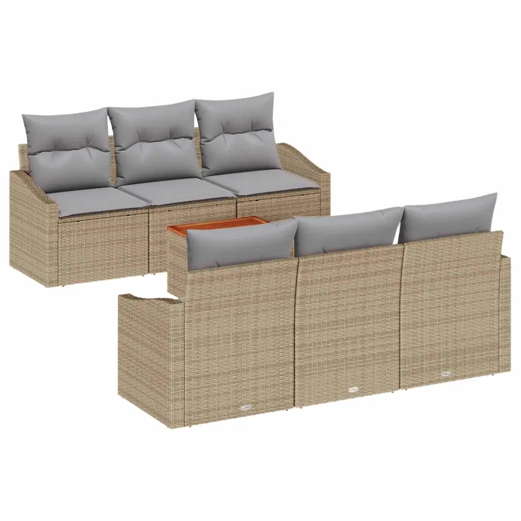 Set Divano da Giardino 7 pcs Beige e Grigio Chiaro polyrattan 3356446
