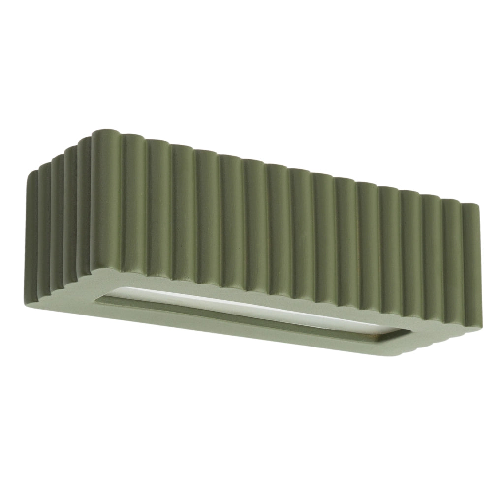 Lampada da parete in ceramica RIGATA verde oliva