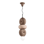 Sospensione Vintage Decò Bumbum 1+2 Elementi Ceramica Crema E Grigio 1 Luce E27