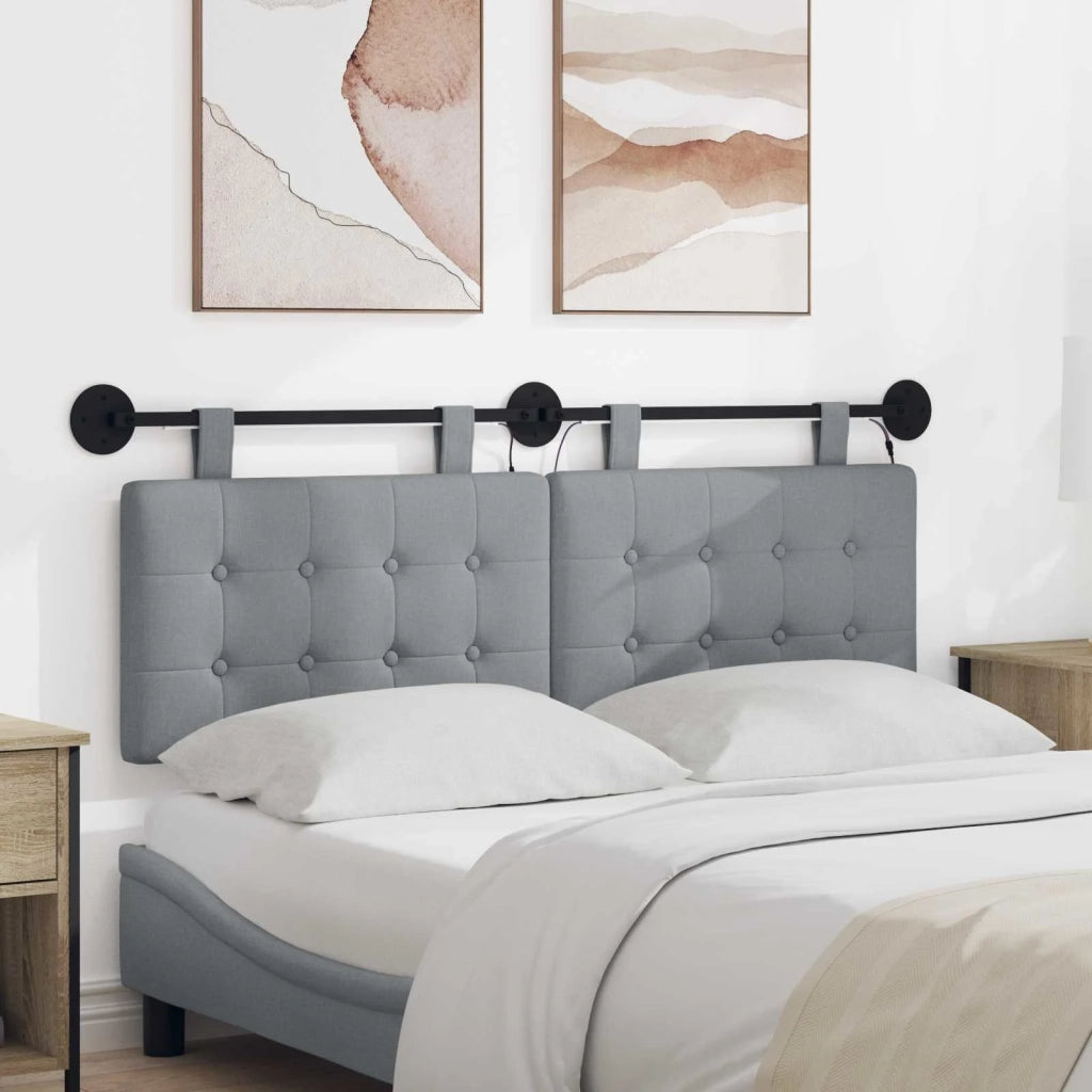 Testiera | Testata sospesa Con luce LED Grigio Chiaro Tessuto
