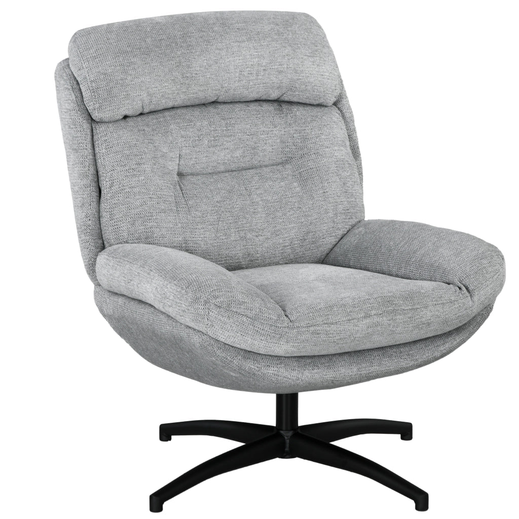 Poltrona girevole 360¡ã ¨C Xylo ¨C tessuto chenille grigio e nero con braccioli integrati