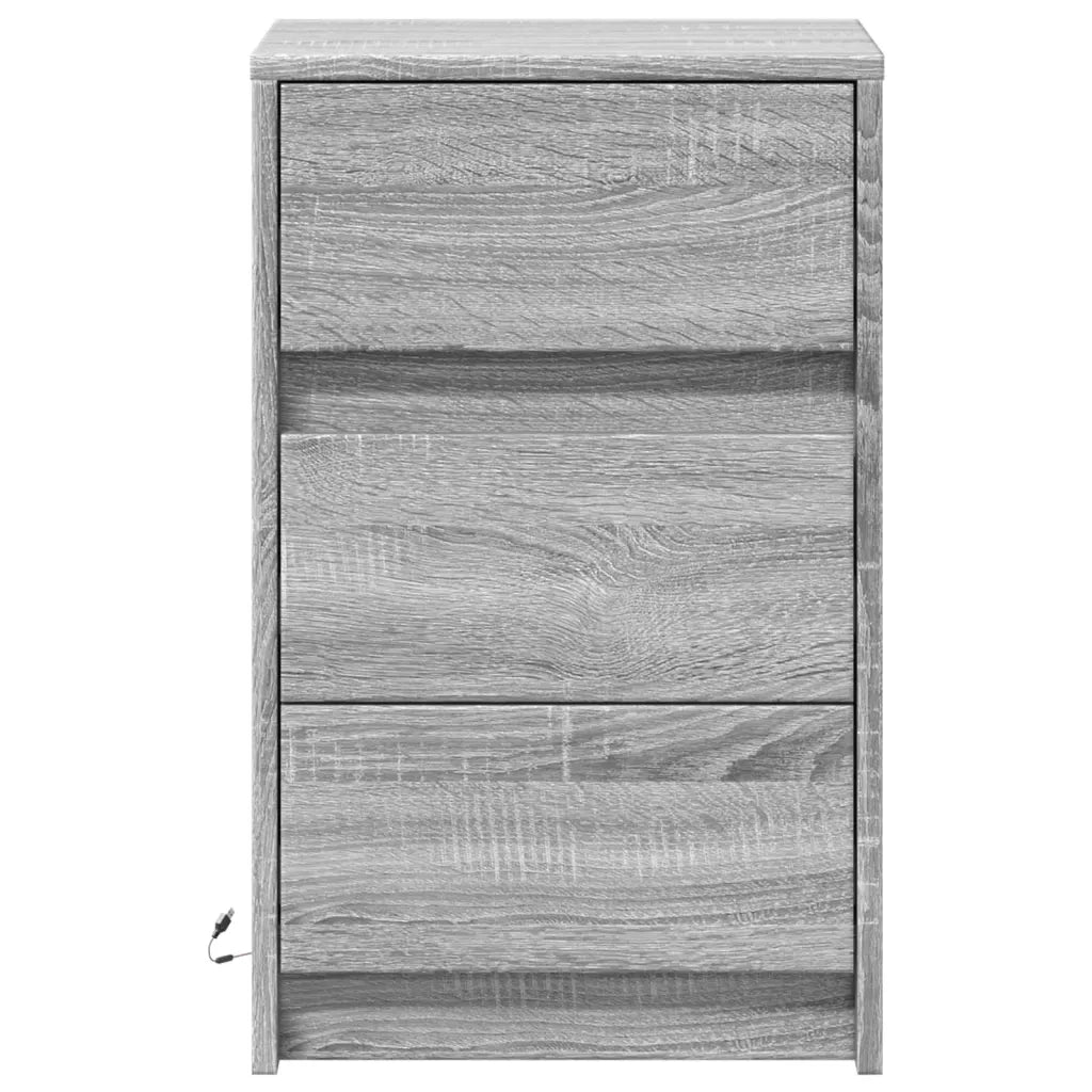 Comodino con Luci LED Grigio Sonoma in Legno Multistrato 852017