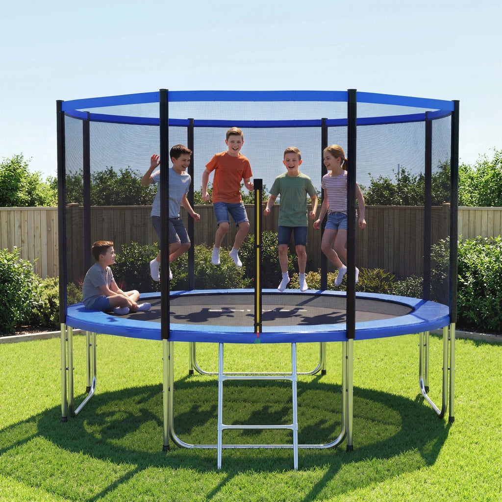 Trampolino Elastico ?366 cm ¨C Xylo ¨C Con Rete di Sicurezza Scala e Protezione Molle Blu