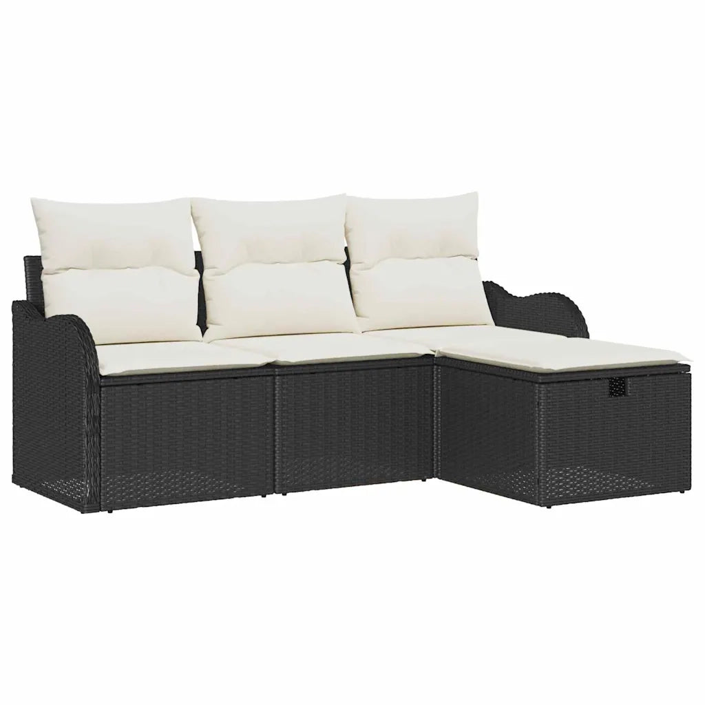Set Divano da Giardino con cuscino 4 pcs Poly Rattan