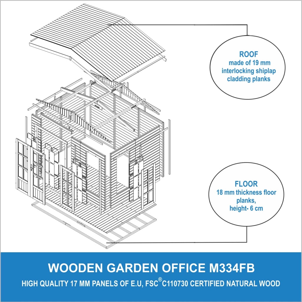 TIMBELA M334FB Ufficio in legno da giardino - 6m2