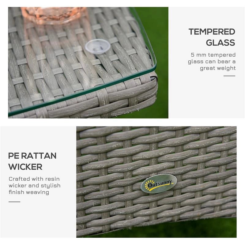 SET TAVOLINO E SEDIE DA ESTERNO IN RATTAN PE GRIGIO