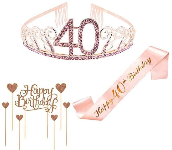 Corona per Bambina con Diamanti e Strass - Capelli con Spazzola - Decorazione per Torta - Composizione di Metallo Leggero e Strass - Corona per Compleanno