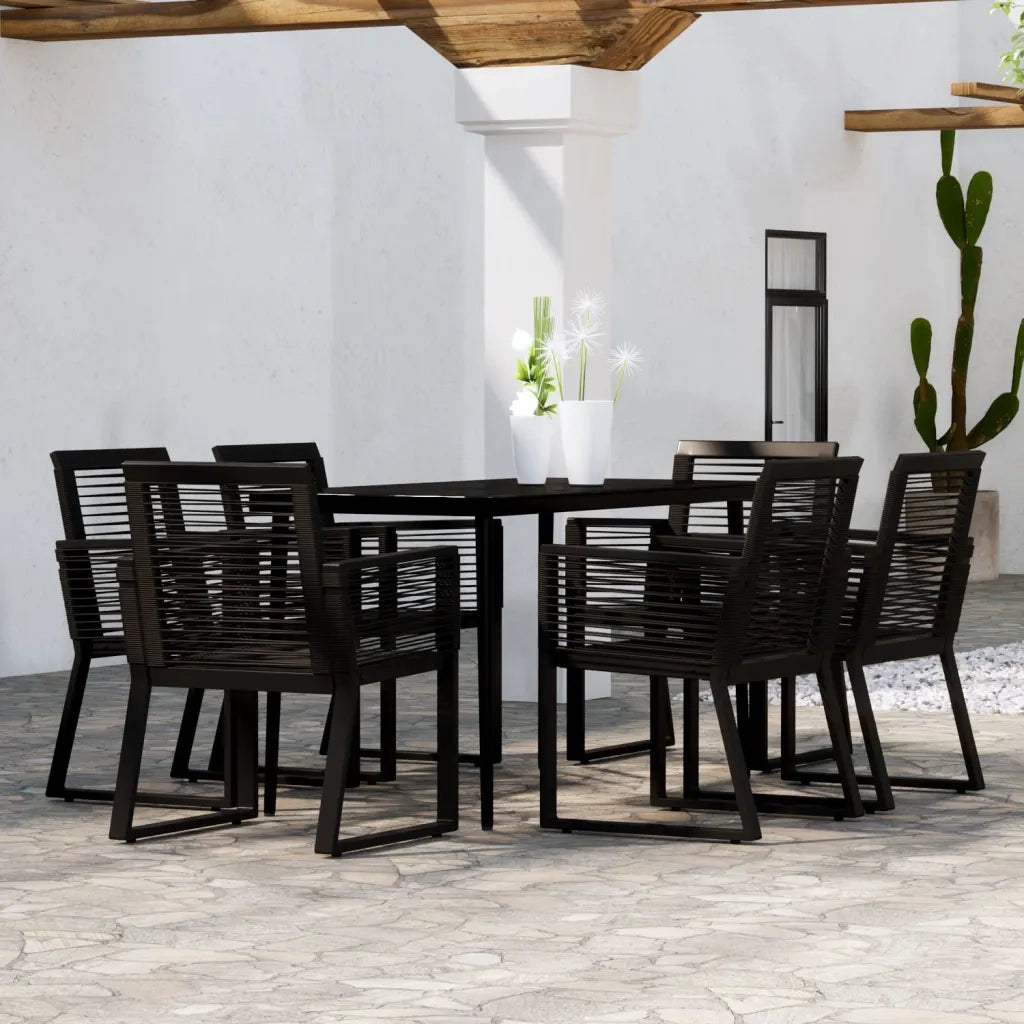Set Mobili da Pranzo per Giardino 7 pz Nero 3099158