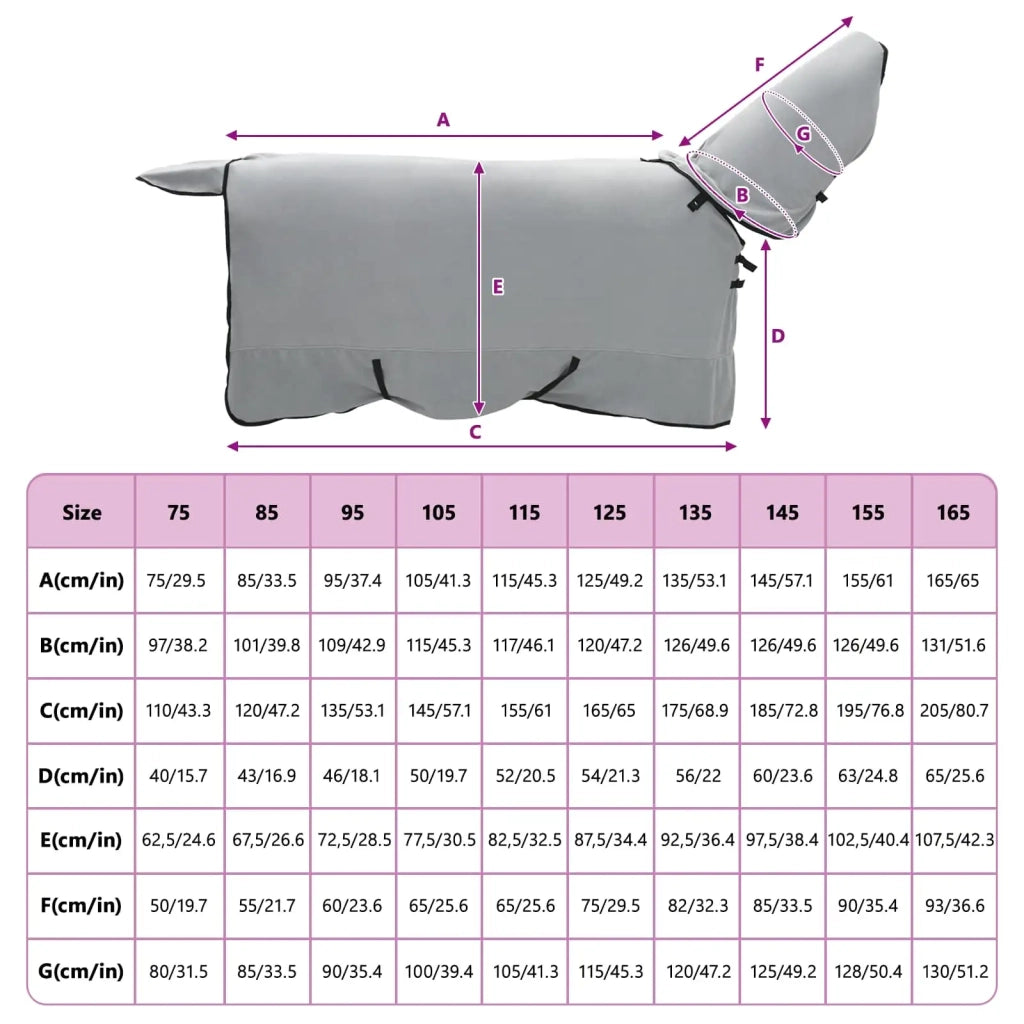 Coperta per Cavalli Grigio chiaro e rosa completo 125 cm 42013292