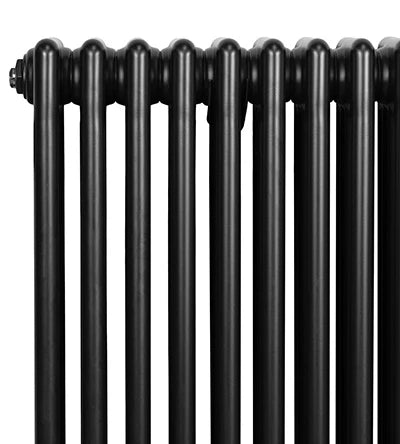 Radiatore Tradizionale 4 Colonne Orizzontale Nero & Valvole 600 x 425 mm