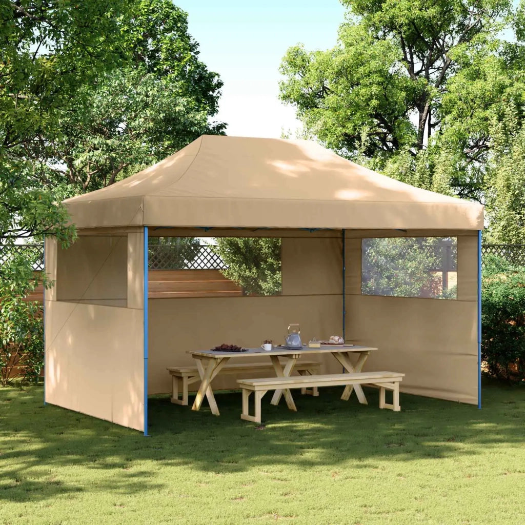 Tendone per Feste Pieghevole Pop-Up con 3 Pareti Beige 4004967