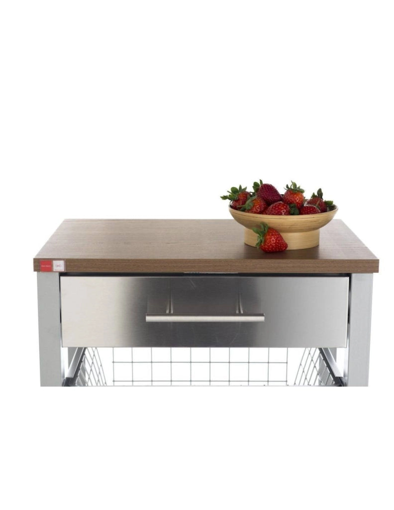 Carrello da cucina con ruote con piano color Ciliegio, ONDA ALUMINIUM