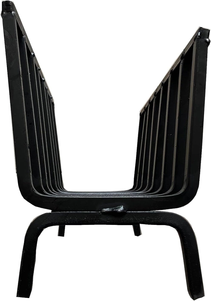 Porta Legna brucia legna in Ferro per Camino e Barbecue, Braciere Brucia Legna, Nero 48x21 cm
