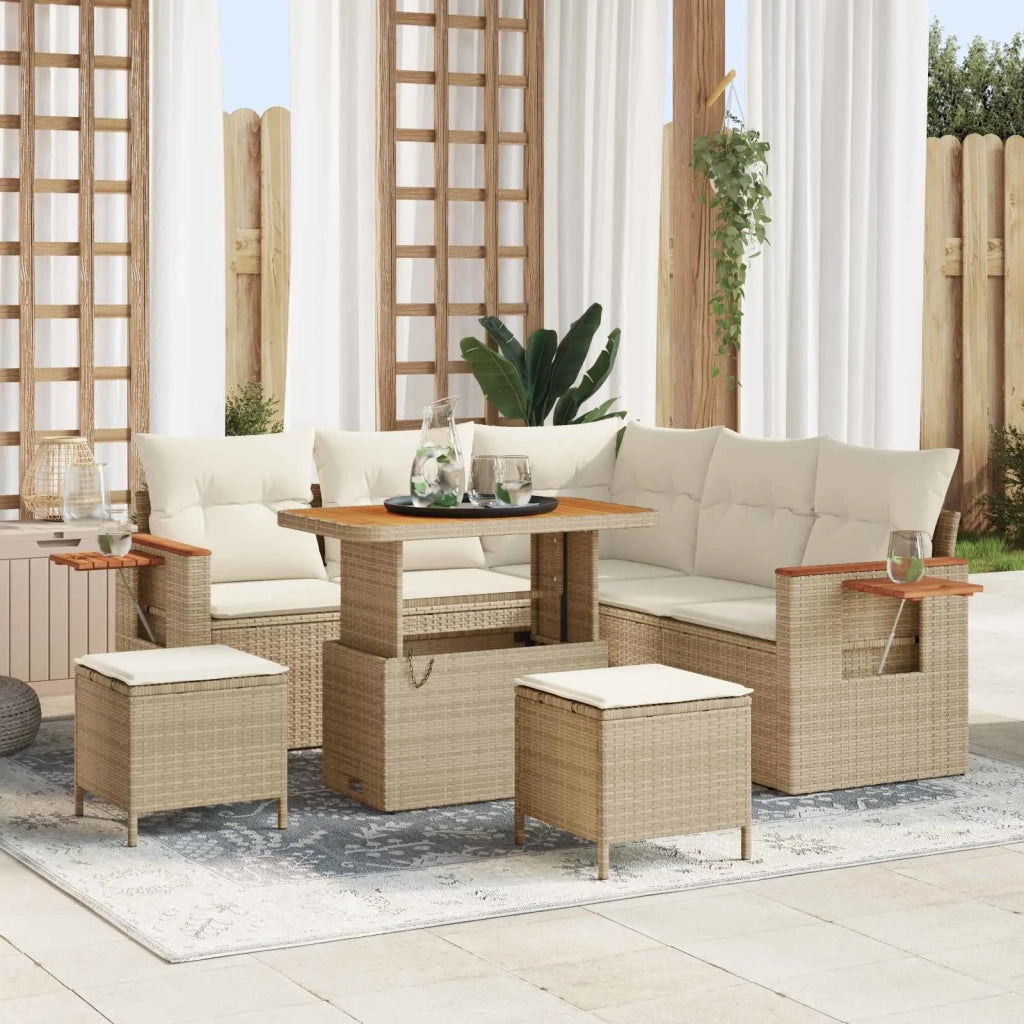 Set Divano da Giardino 8 pcs Beige polyrattan 3363046