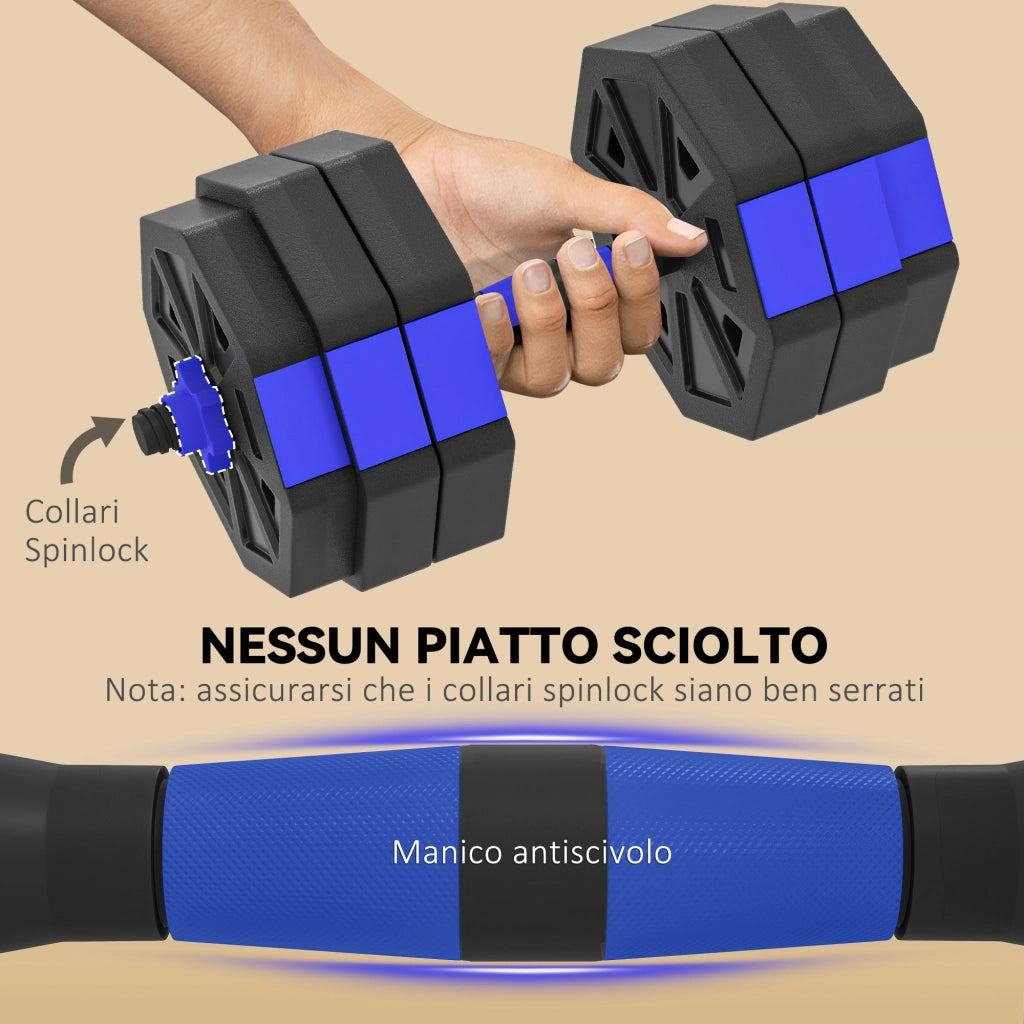 Set di Pesi da Palestra 6 in 1 ¨C Minimal ¨C Blu, Plastica e Sabbia