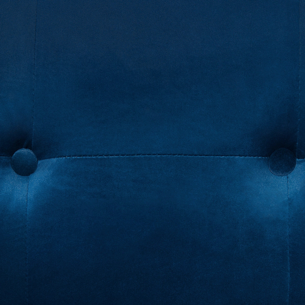 Divano in velluto a 3 posti Glamour blu navy con bottoni sul retro
