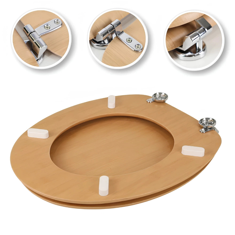 Sedile wc effetto bamboo in mdf con cerniere incluse 44x38 cm
