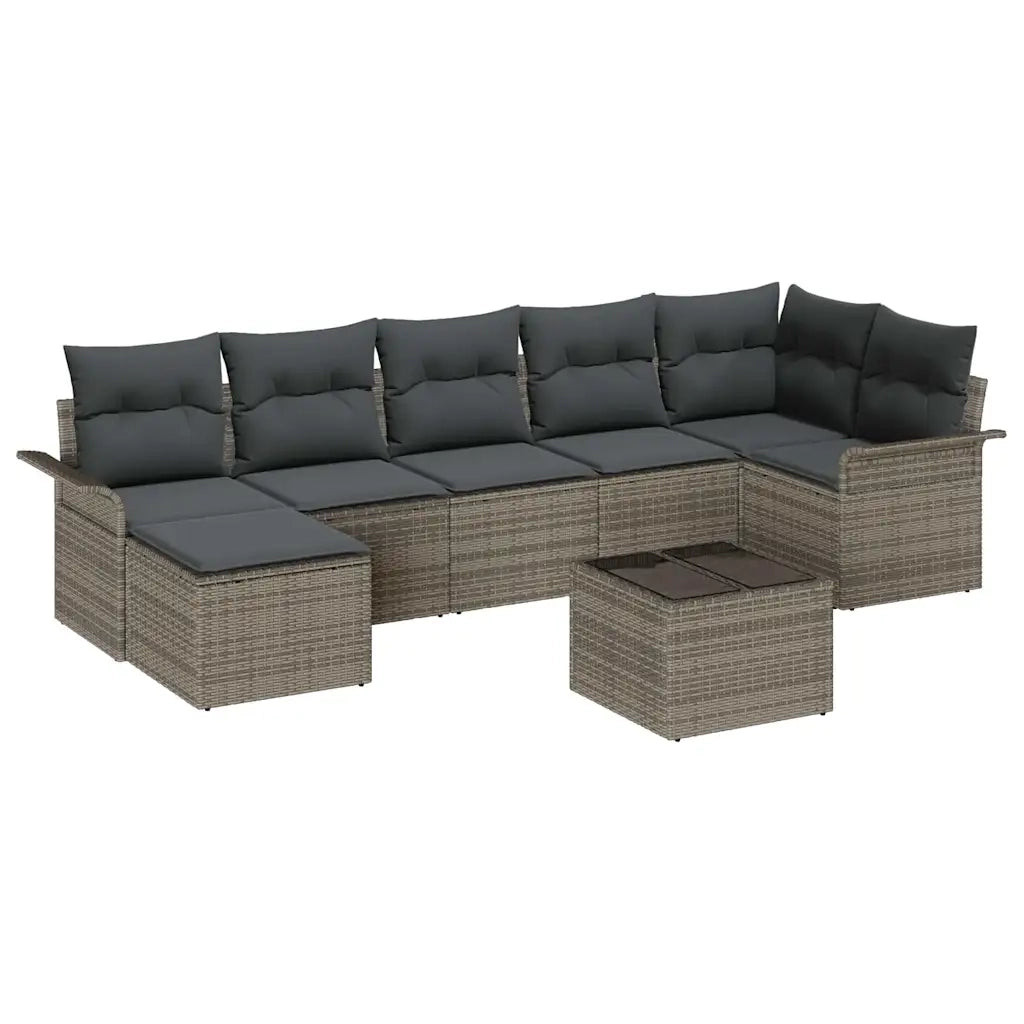 Set Divano da Giardino con cuscino 8 pcs Grigio Poly Rattan 3345459
