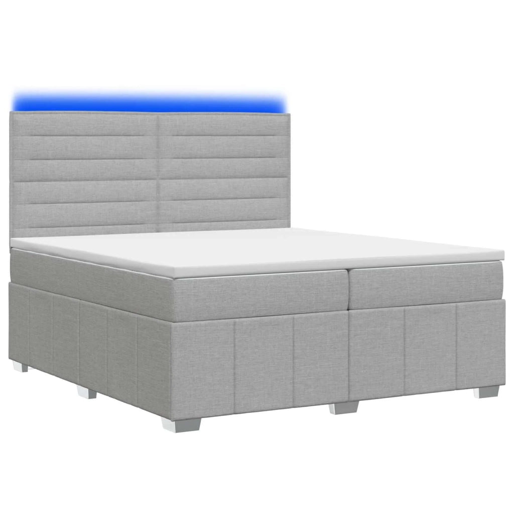 Letto Box Spring LED con Materasso Grigio Chiaro 200 x 200 cm 3455675