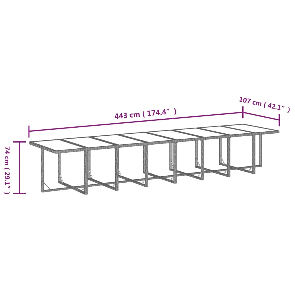 Set da Pranzo da Giardino 21 pz con Cuscini in Polyrattan Nero 3095667