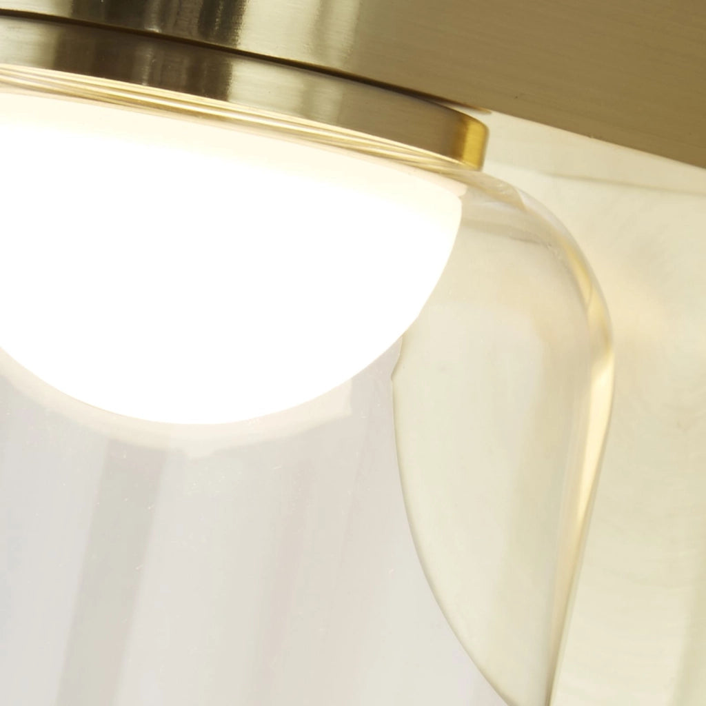 Applique LED Highball, ottone satinato e vetro trasparente IP44